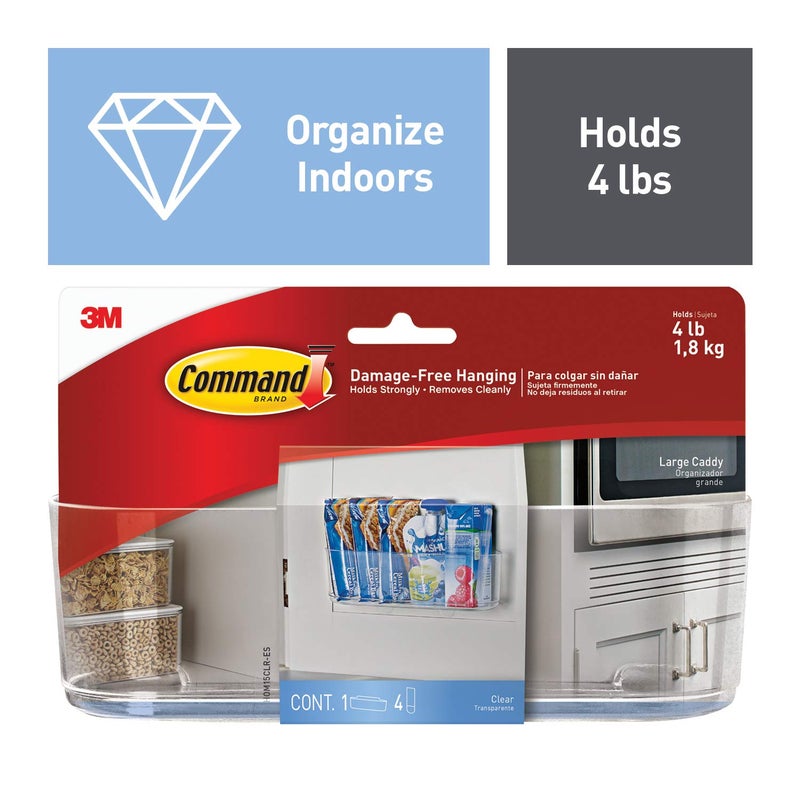 Command Large Caddy, Organize Damage-Free, 1 caddy, 4 strips (HOM-15) - Image 1